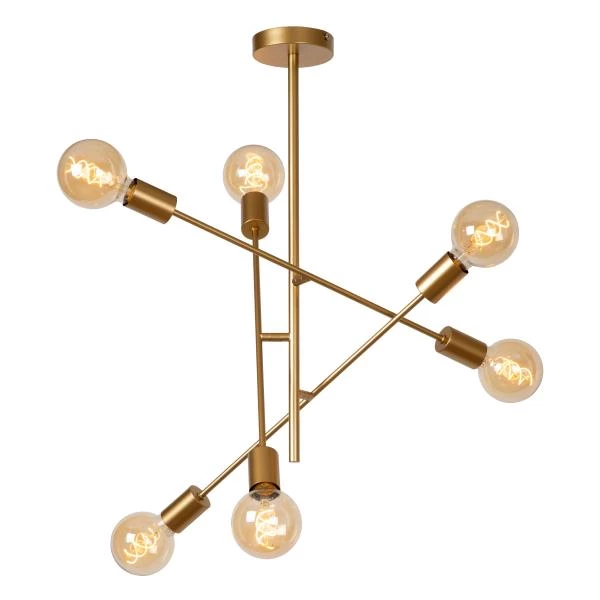 Lucide LESTER - Flush ceiling light - 6xE27 - Matt Gold / Brass - detail 4